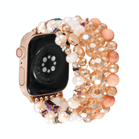 Bracelet Work With Apple Watch Bands, Boho Chic Leather Strap For Series 8 Apple Watch Band With Silver Metal Buckle, Multilayer Wrap Jewelry For iWatch Series 7 6 SE 5 4 3 Women-Champagne