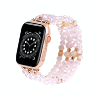 Bracelet Work With Apple Watch Bands,Boho Chic Leather Strap For Series 8 Apple Watch Band With Silver Metal Buckle, Multilayer Wrap Jewelry For iWatch Series 7 6 SE 5 4 3 Women-Pink