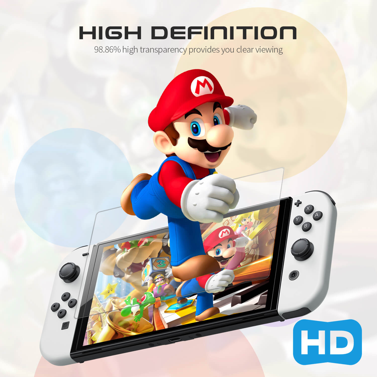 4 Pack Tempered Glass Screen Protector for Switch/Switch OLED