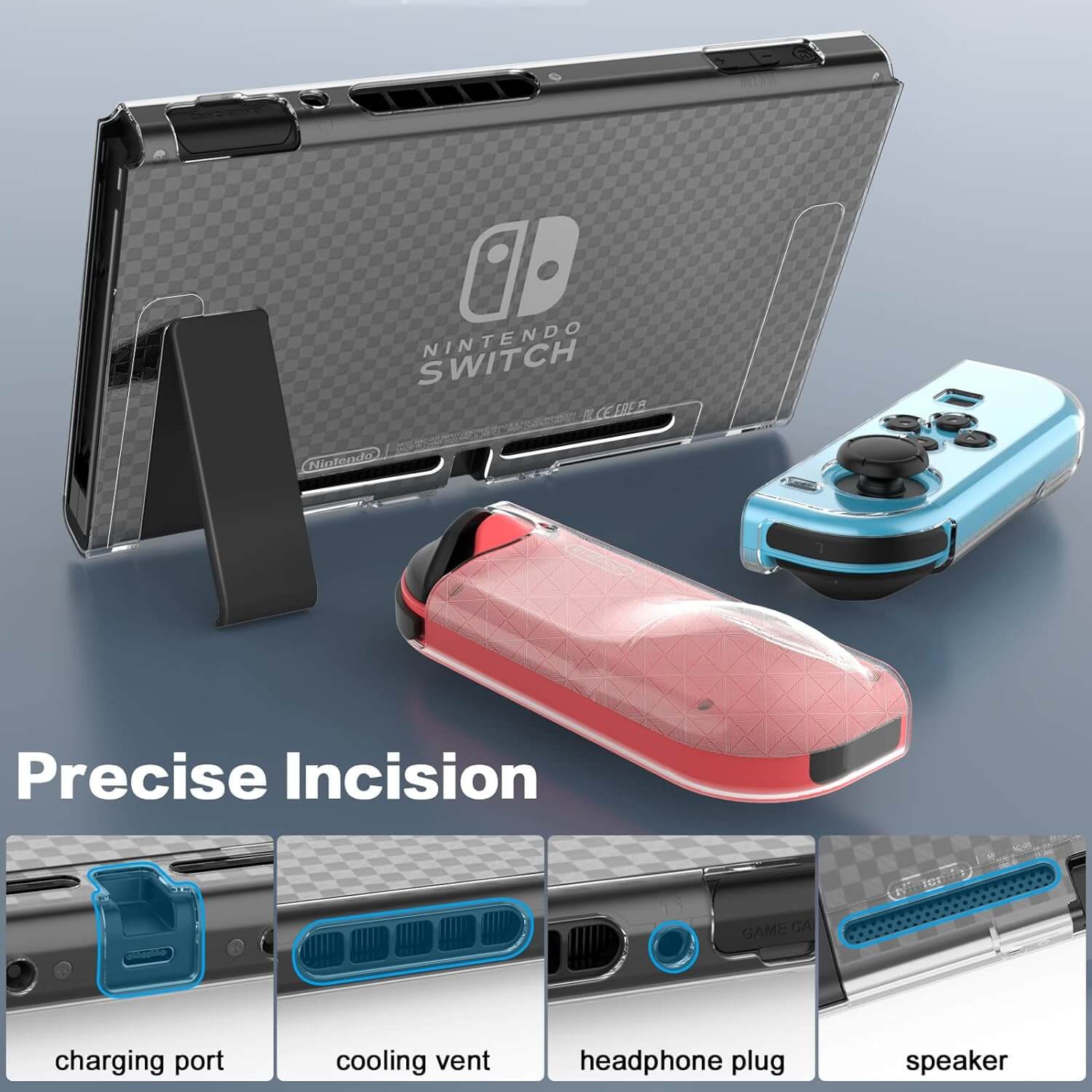 Clear Case for Switch/OLED with HD Screen Protectors