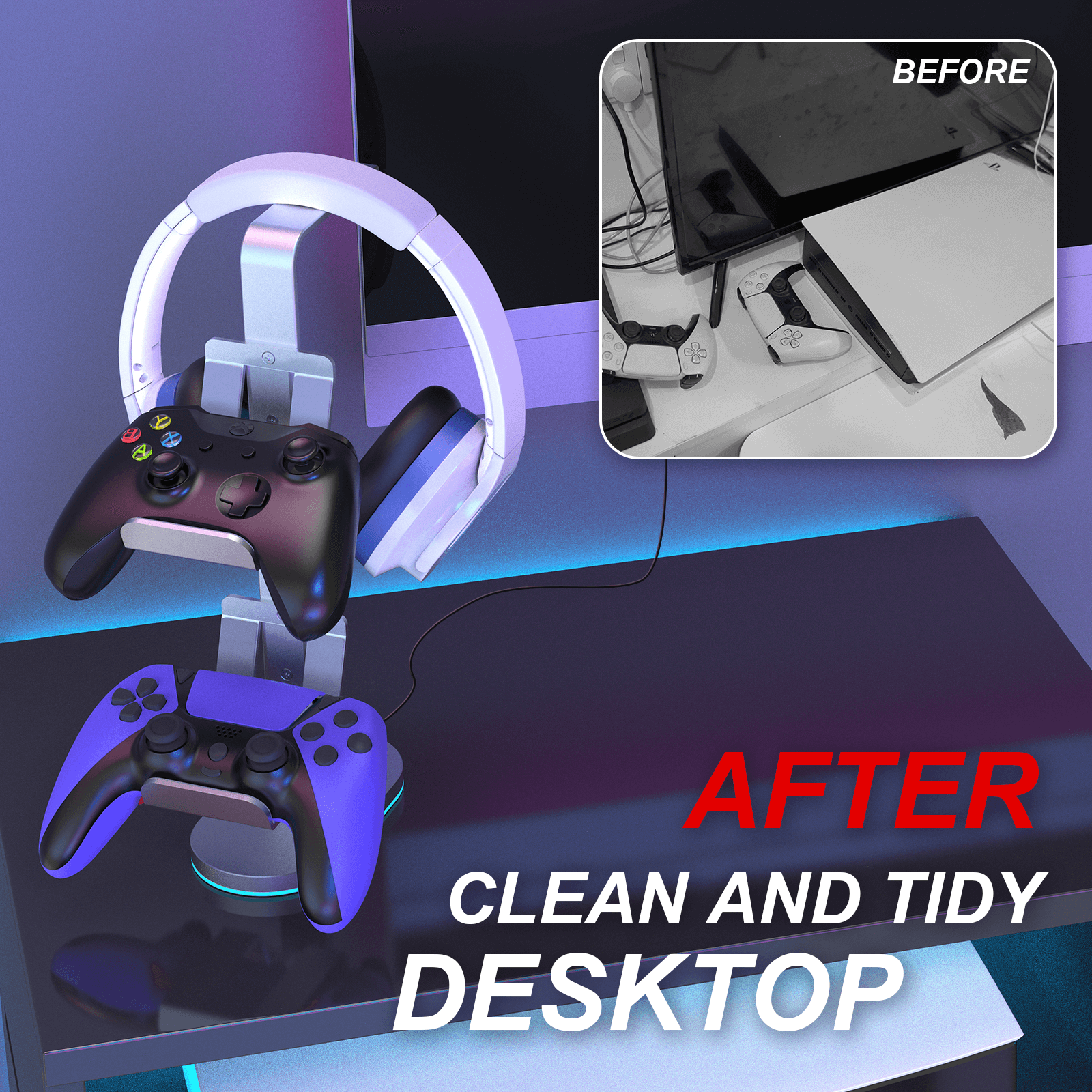 Gaming Headset and Controller Stand for PS4/PS5/Nintendo Switch/Xbox Seies X