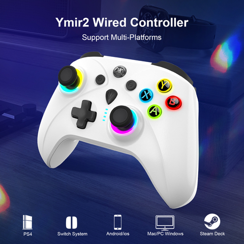 Ymir 2 Wired Game Controller, Compatible with PS4/Pro/Slim/Switch Console/PC/Steam/Android/iOS/Phone/Tablet/TV, Features 2 Back Paddles/Turbo/Hall Triggers/Joysticks/RGB Light