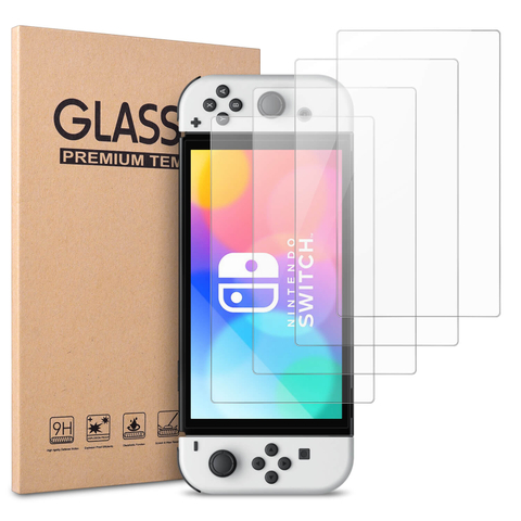 4 Pack Tempered Glass Screen Protector for Switch/Switch OLED