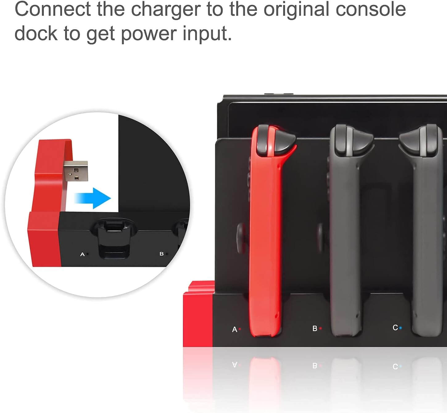 Upgraded Charging Dock Station for Switch/OLED, Gaming Organizer Accessories Features LED Indication/Security Protection/USB Port