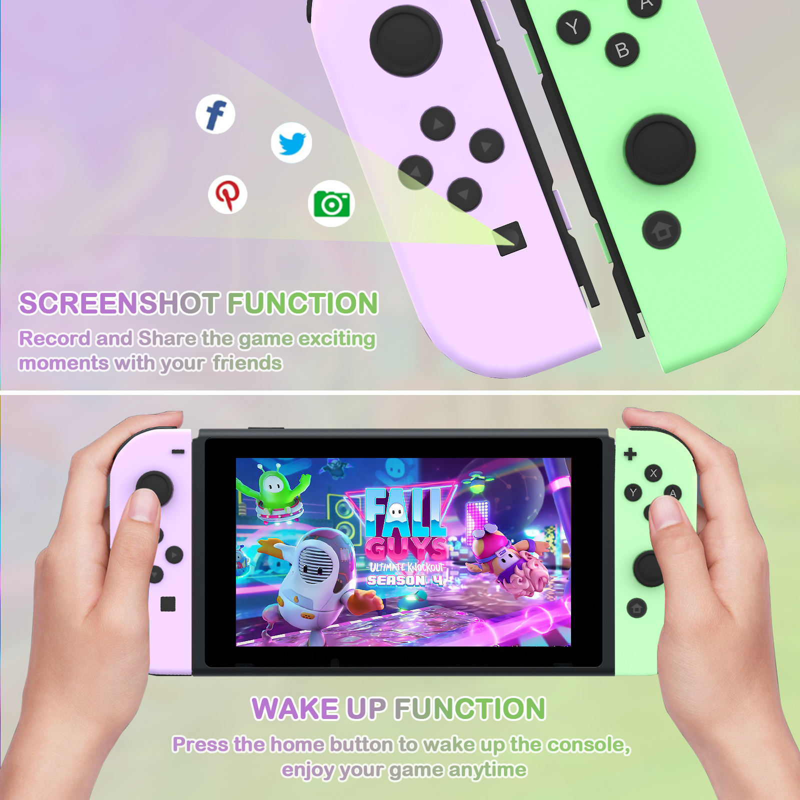 Switch Controllers, Compatible with Switch/Lite/OLED, with Motion Control/500mAh Battery/Wake-up/Dual Vibration